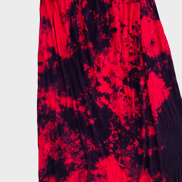 Red/Black Tie Dye Midi Skirt