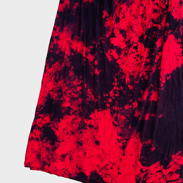 Red/Black Tie Dye Midi Skirt