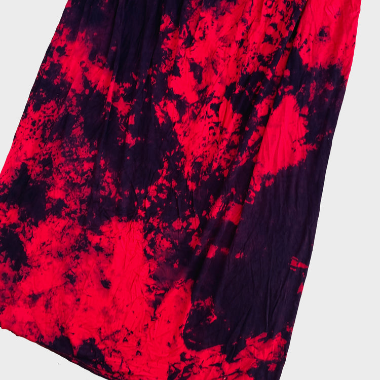 Red/Black Tie Dye Midi Skirt
