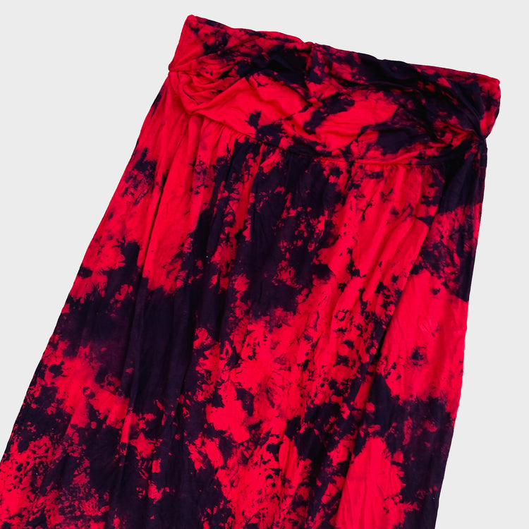 Red/Black Tie Dye Midi Skirt