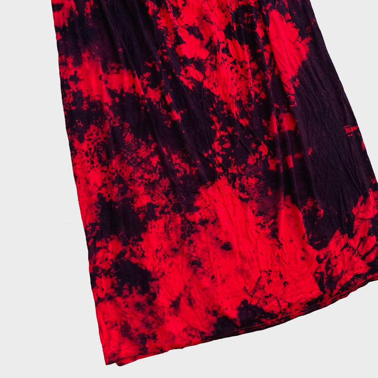 Red/Black Tie Dye Midi Skirt