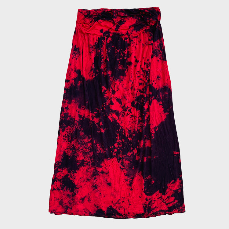 Red/Black Tie Dye Midi Skirt
