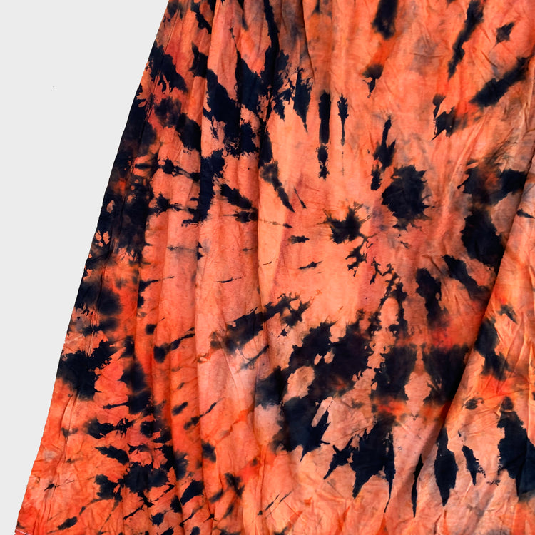 Orange/Black Spiral Tie Dye Midi Skirt