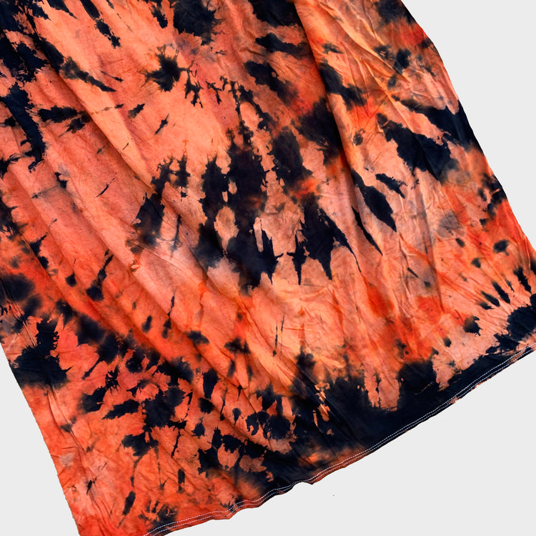 Orange/Black Spiral Tie Dye Midi Skirt