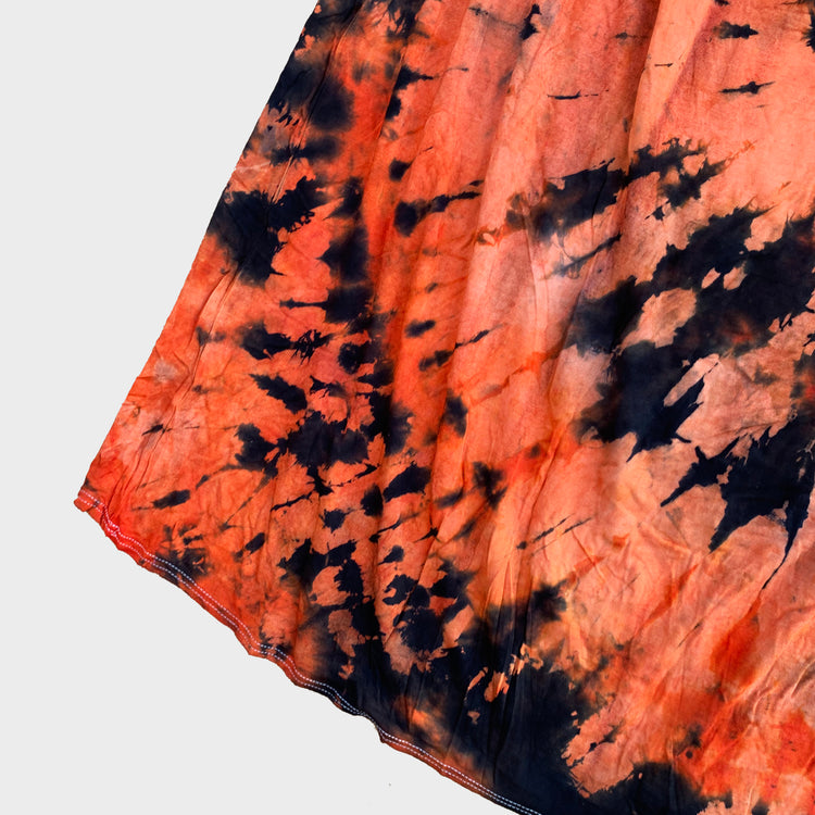 Orange/Black Spiral Tie Dye Midi Skirt