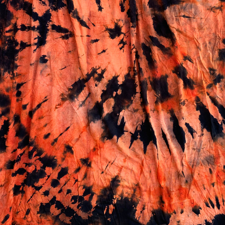 Orange/Black Spiral Tie Dye Midi Skirt