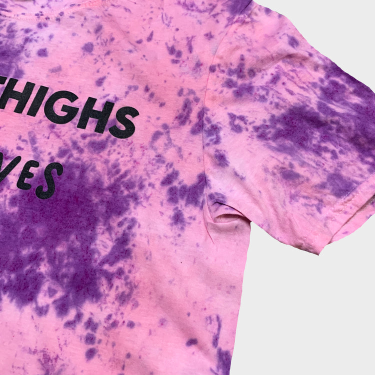 Thick Thighs Save Lives Pink/Purple Tie Dye T-shirt