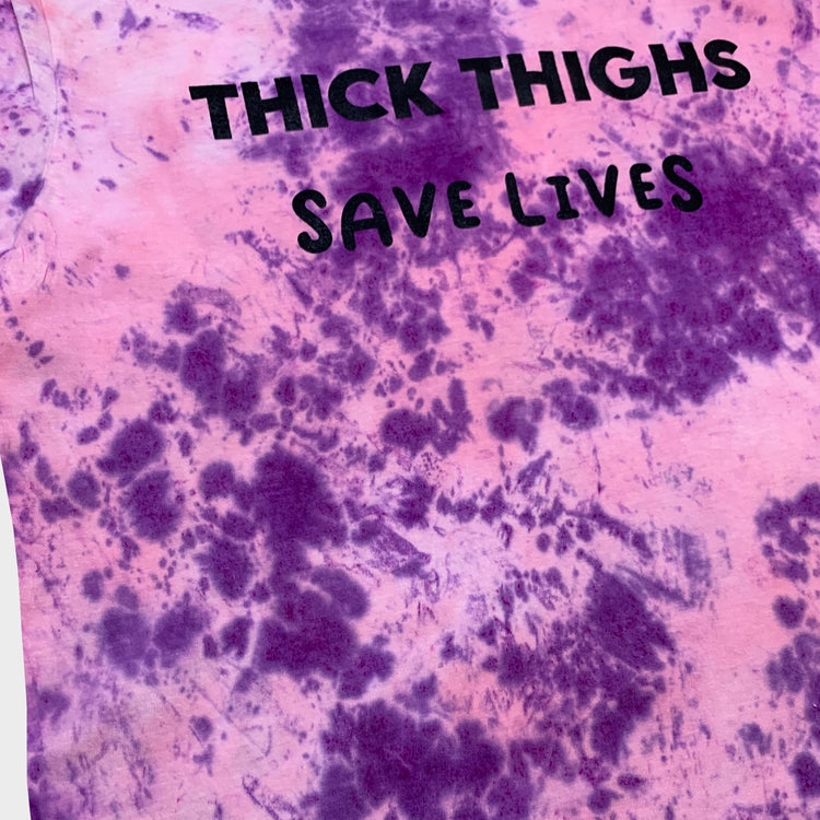 Thick Thighs Save Lives Pink/Purple Tie Dye T-shirt