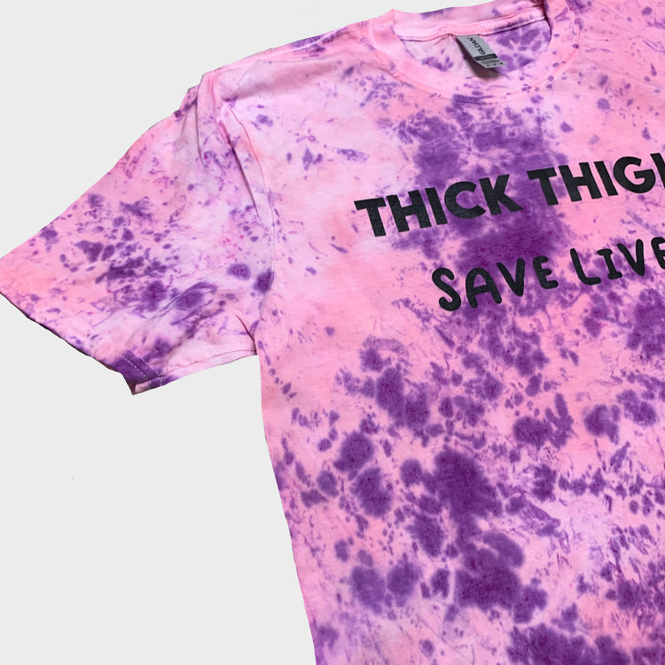 Thick Thighs Save Lives Pink/Purple Tie Dye T-shirt