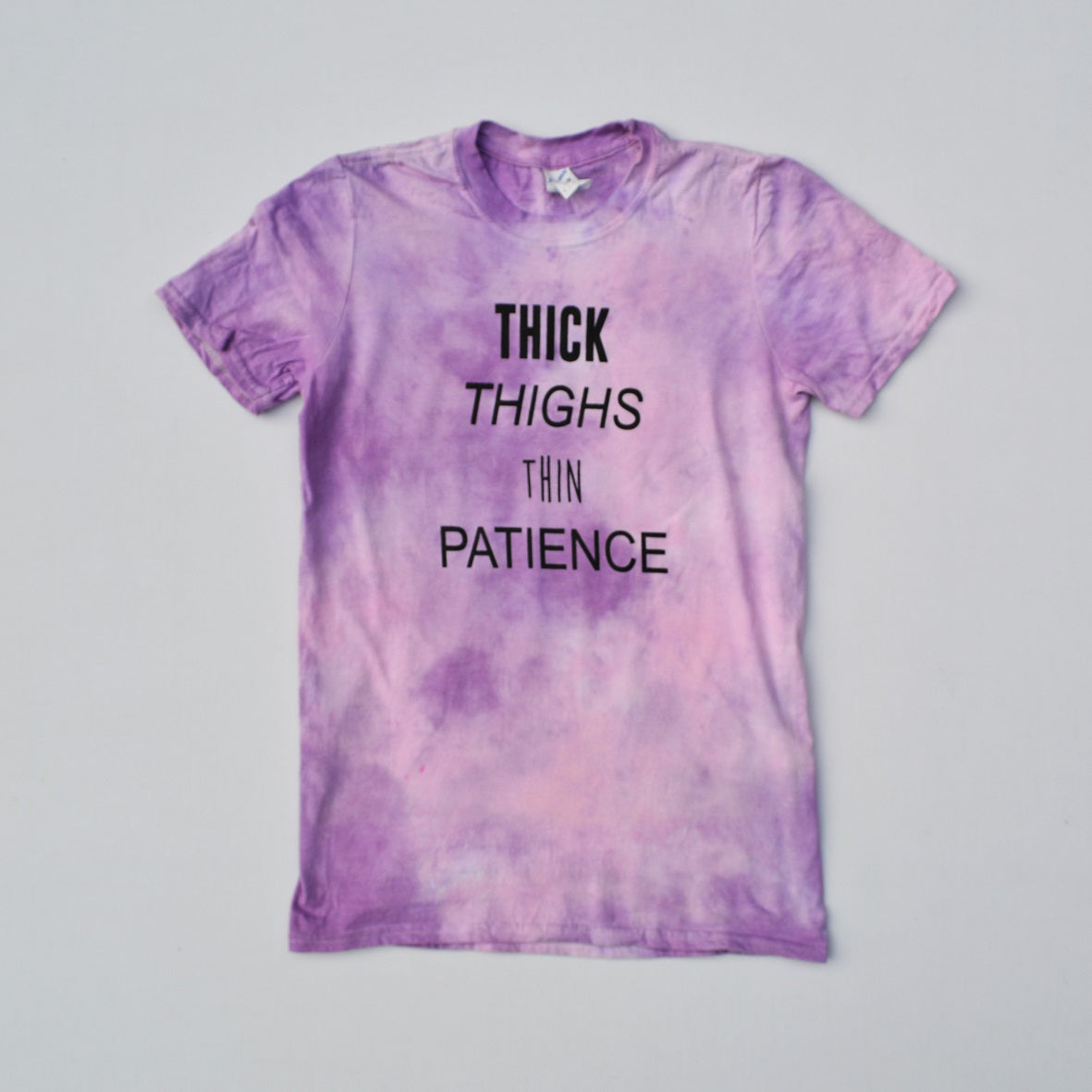 Thick Thighs Thin Patience Pink/Purple Tie Dye T-shirt - Free Shipping - iimvclothing