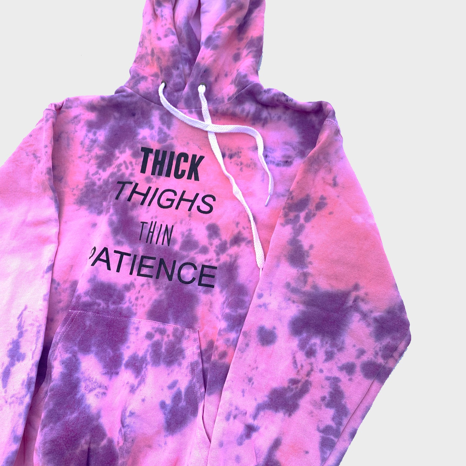 Thick Thighs Thin Patience Pink/Purple Tie Dye Hoodie - Free Shipping - iimvclothing
