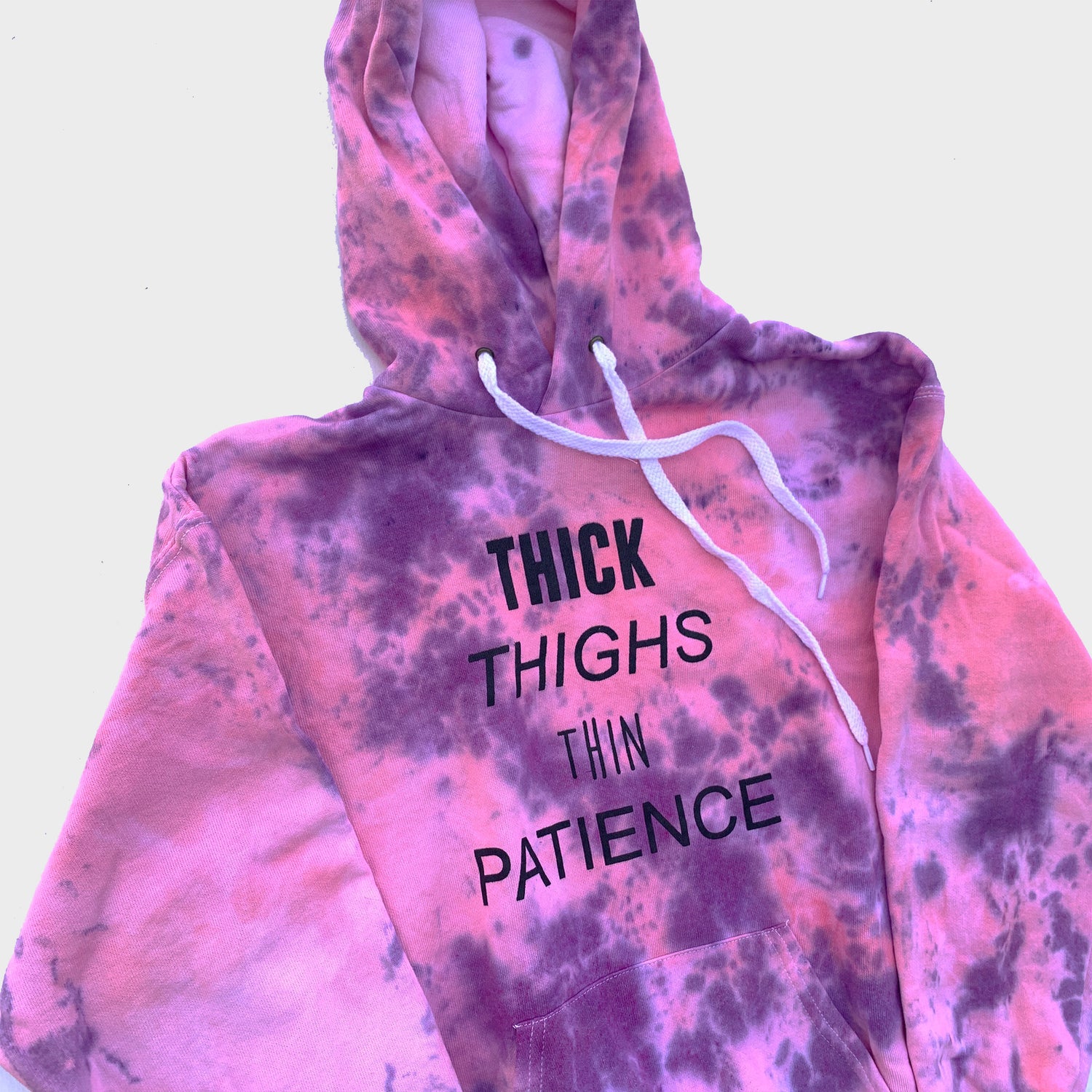Thick Thighs Thin Patience Pink/Purple Tie Dye Hoodie - Free Shipping - iimvclothing