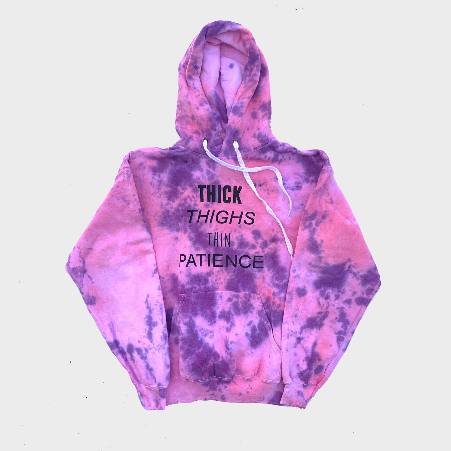 Thick Thighs Thin Patience Pink/Purple Tie Dye Hoodie - Free Shipping - iimvclothing