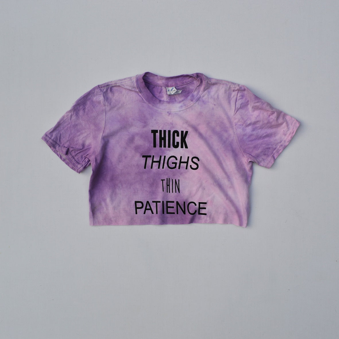 Thick Thighs Thin Patience Pink/Purple Tie Dye Crop Top - Free Shipping - iimvclothing