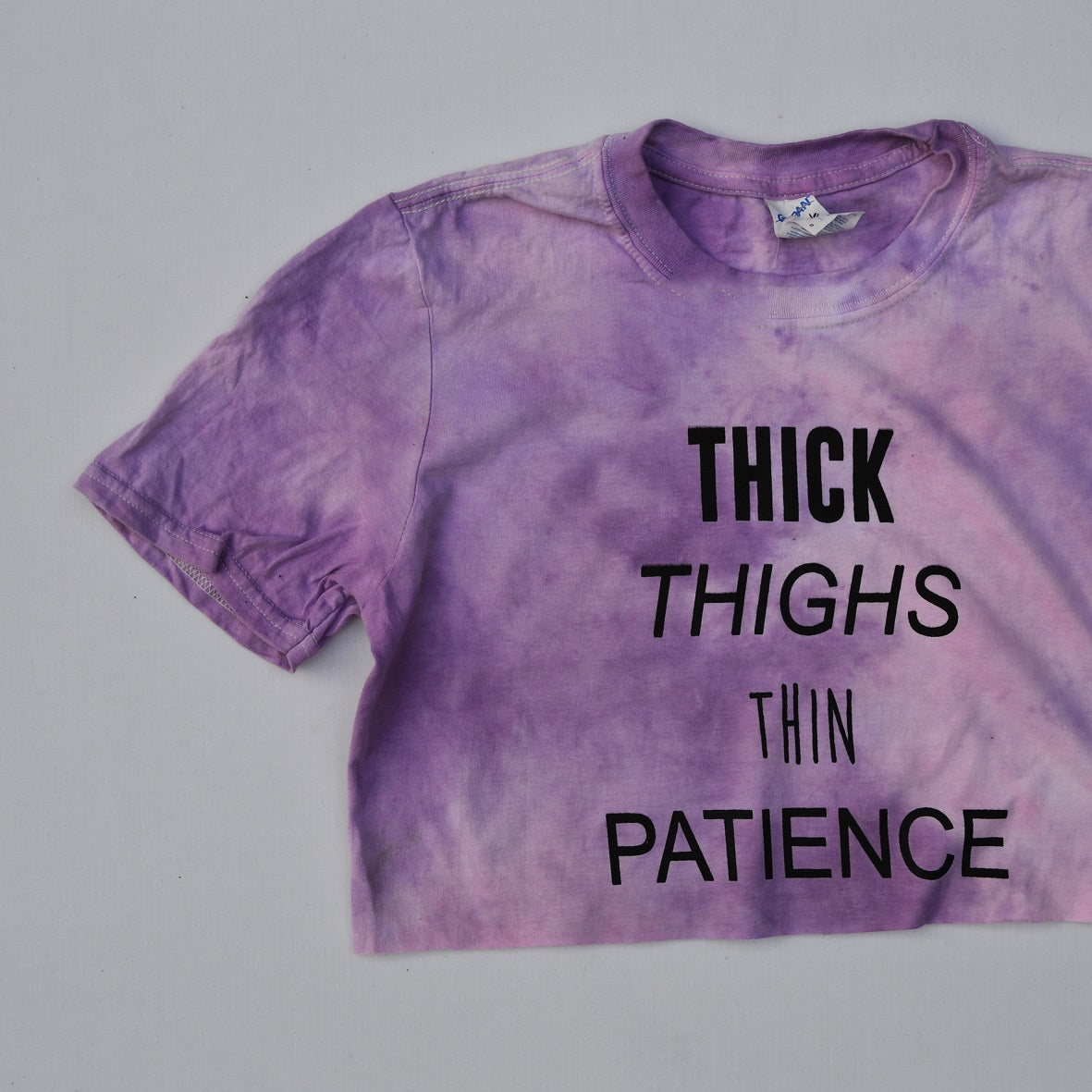 Thick Thighs Thin Patience Pink/Purple Tie Dye Crop Top - Free Shipping - iimvclothing