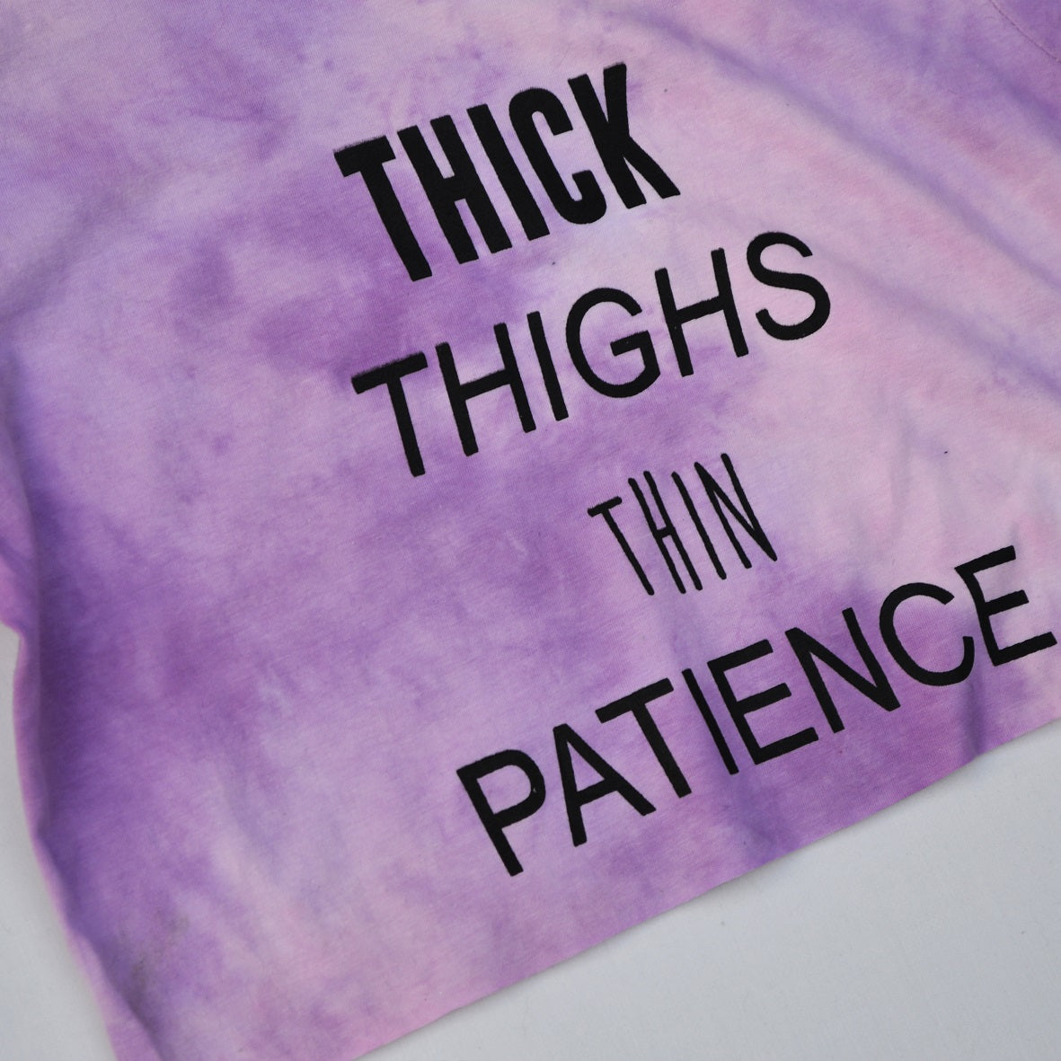 Thick Thighs Thin Patience Pink/Purple Tie Dye Crop Top - Free Shipping - iimvclothing