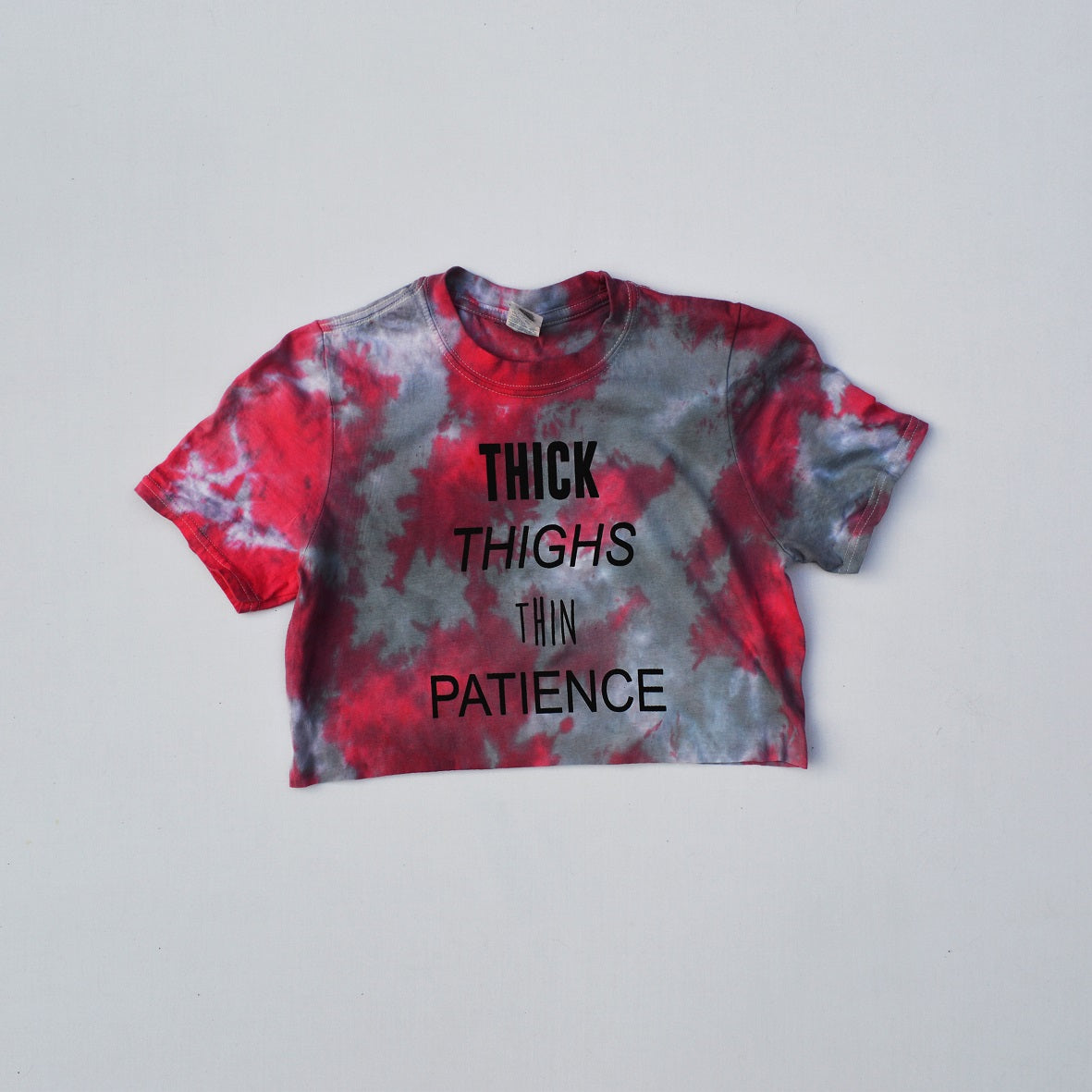 Thick Thighs Thin Patience Red/Black Tie Dye Crop Top - Free Shipping - iimvclothing