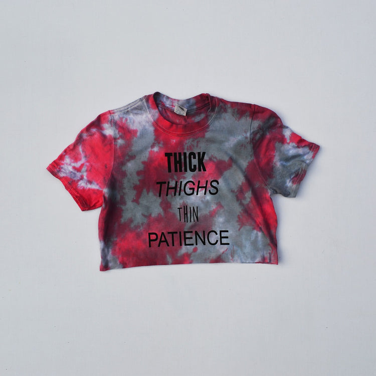 Thick Thighs Thin Patience Red/Black Tie Dye Crop Top - Free Shipping - iimvclothing