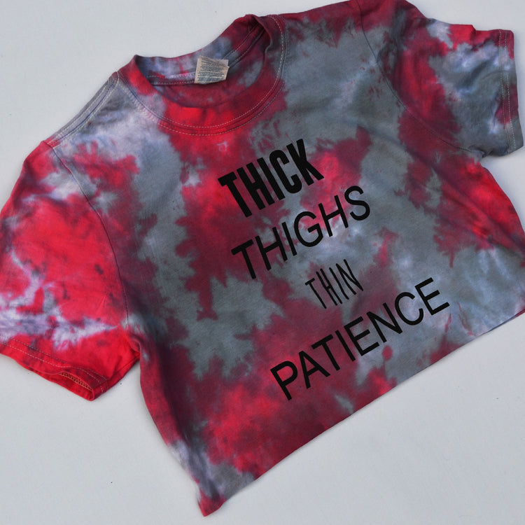 Thick Thighs Thin Patience Red/Black Tie Dye Crop Top - Free Shipping - iimvclothing