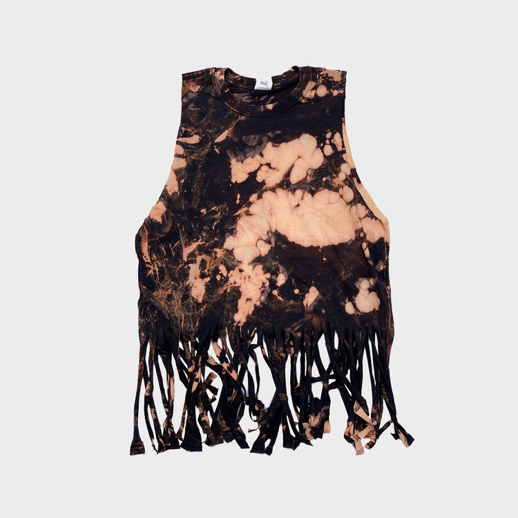 Acid Burned Tie Dye Fringed Crop Top - Free Shipping - iimvclothing