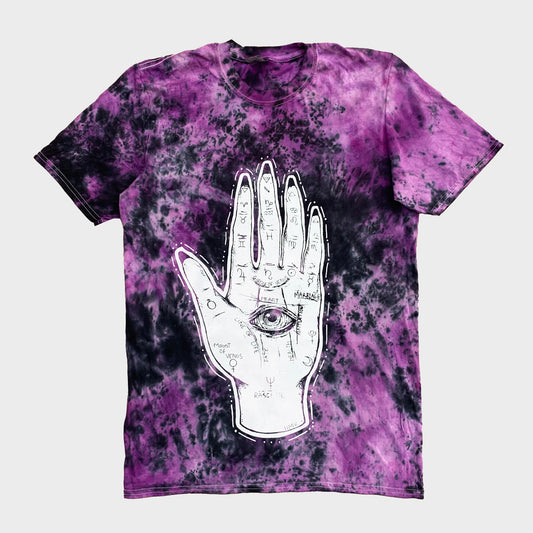 Palmistry Hand Purple/Black Tie Dye T-shirt