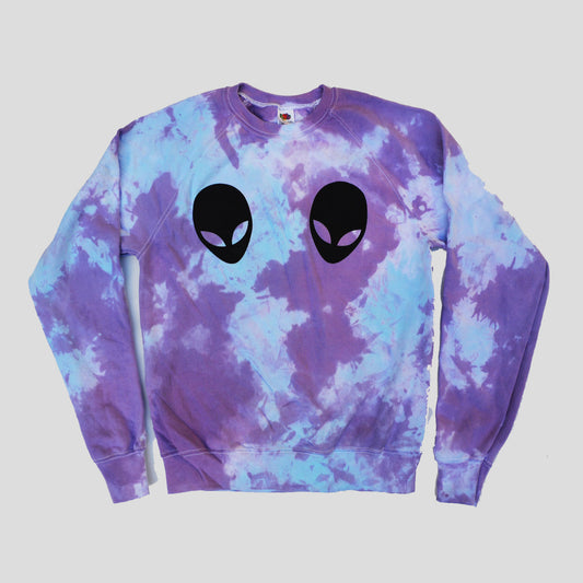 Alien Boobs Purple/Blue Tie Dye Sweatshirt - Free Shipping - iimvclothing