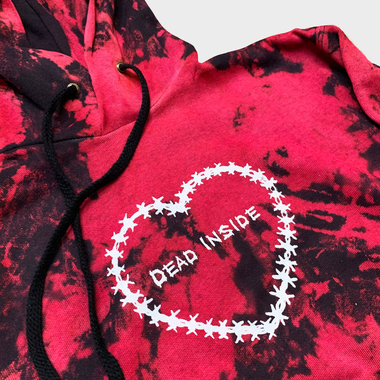 Dead Inside Red/Black Reverse Tie Dye Hoodie
