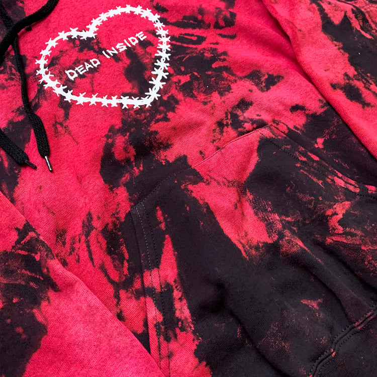 Dead Inside Red/Black Reverse Tie Dye Hoodie