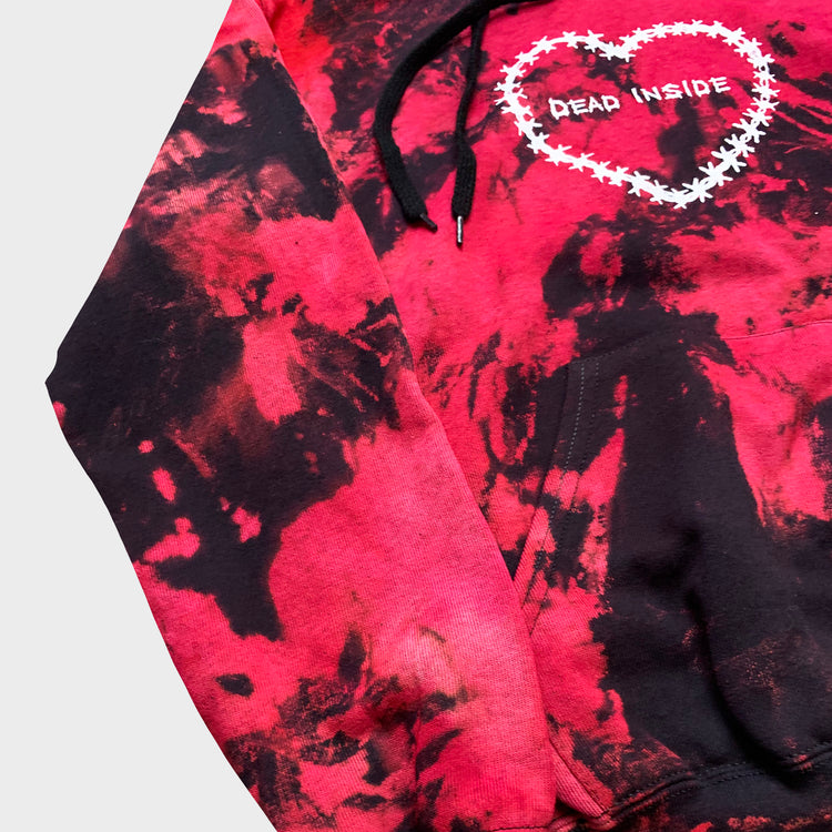 Dead Inside Red/Black Reverse Tie Dye Hoodie