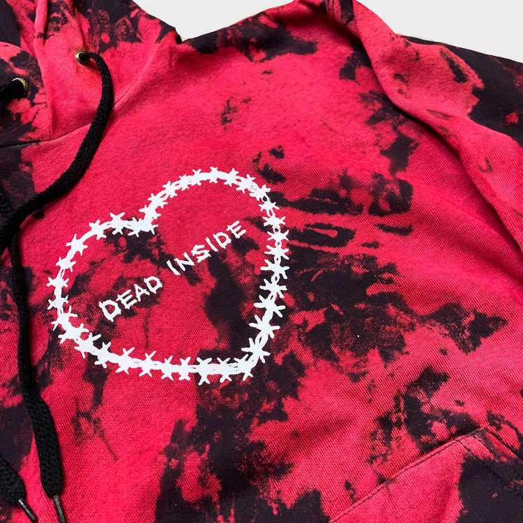 Dead Inside Red/Black Reverse Tie Dye Hoodie