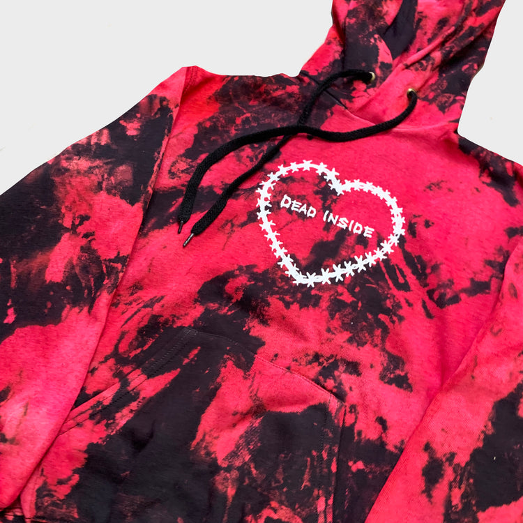 Dead Inside Red/Black Reverse Tie Dye Hoodie