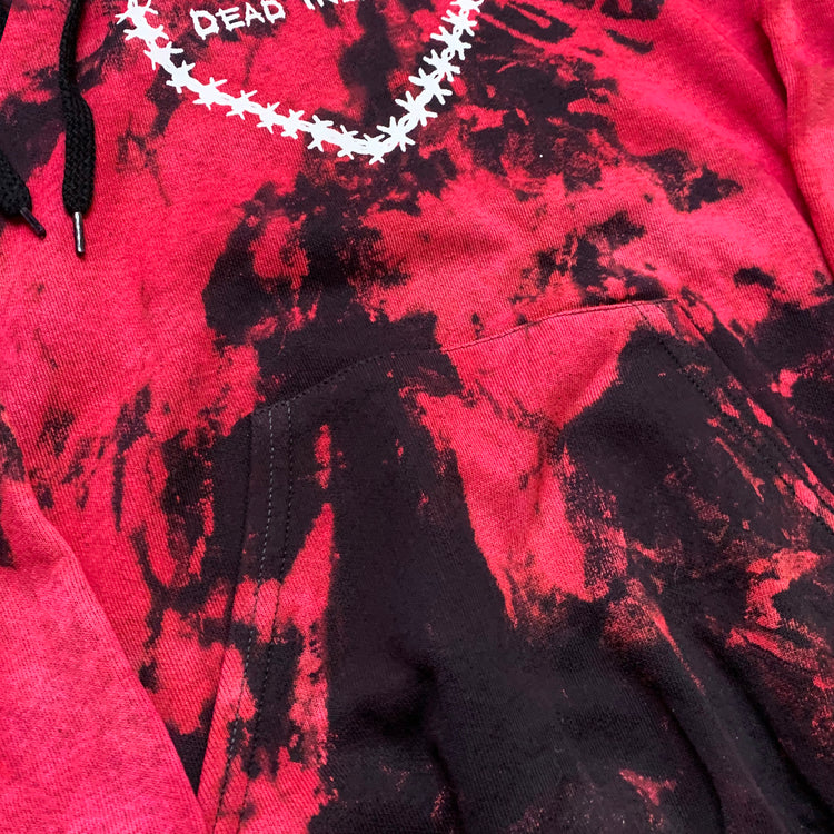 Dead Inside Red/Black Reverse Tie Dye Hoodie