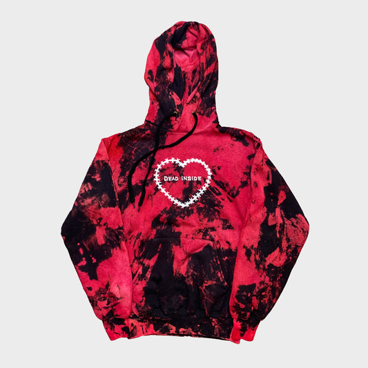 Dead Inside Red/Black Reverse Tie Dye Hoodie