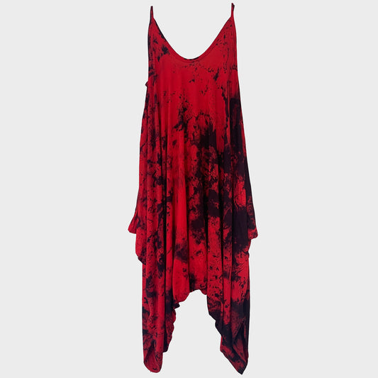 Red/Black Tie Dye Harem Jumpsuit