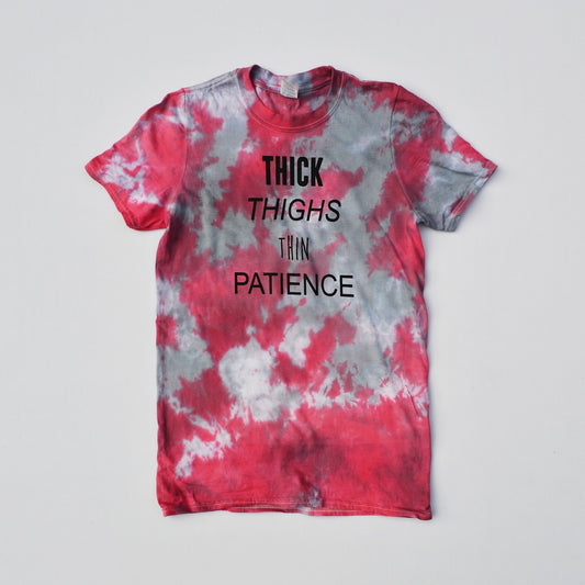 Thick Thighs Thin Patience Red/Black Tie Dye T-shirt - Free Shipping - iimvclothing